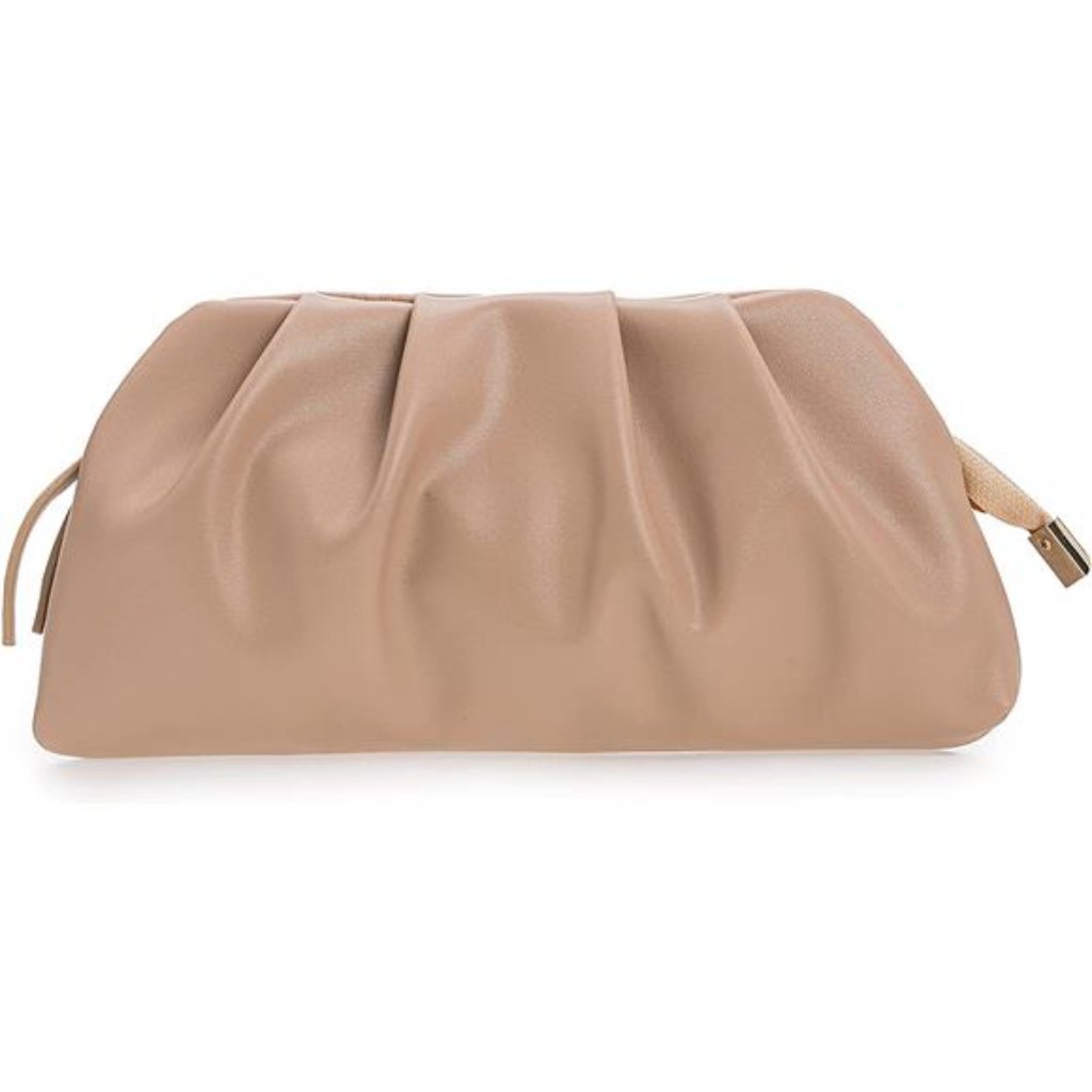 Chic Soft Vegan Leather Clutch Bag Dressy Pleated Pu Evening Purse For Women